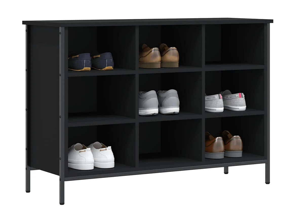 Schoenenkast zwart 100x35x70 cm samengesteld hout