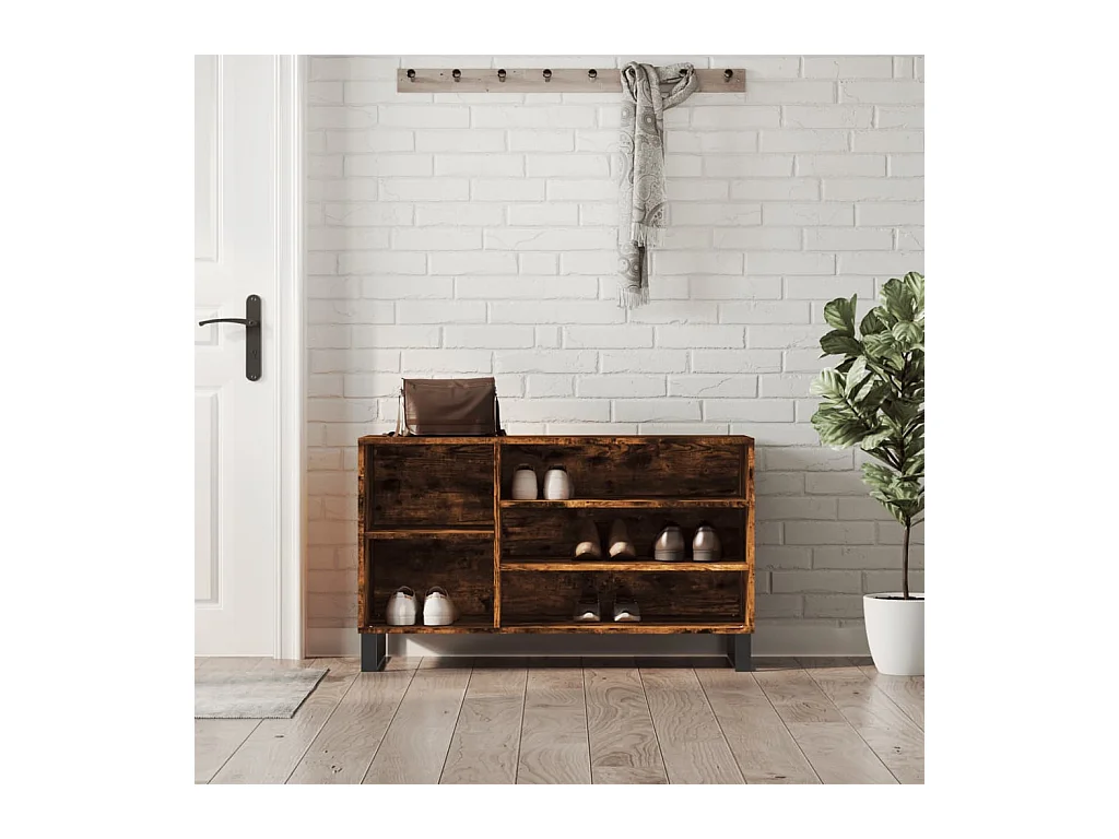 Armoire à chaussures Chêne fumé 102x36x60 cm Bois d'ingénierie