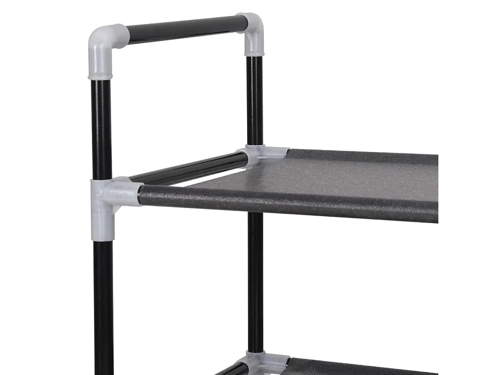 Range-chaussures avec 8 étagères Métal et Tissu non tissé Noir