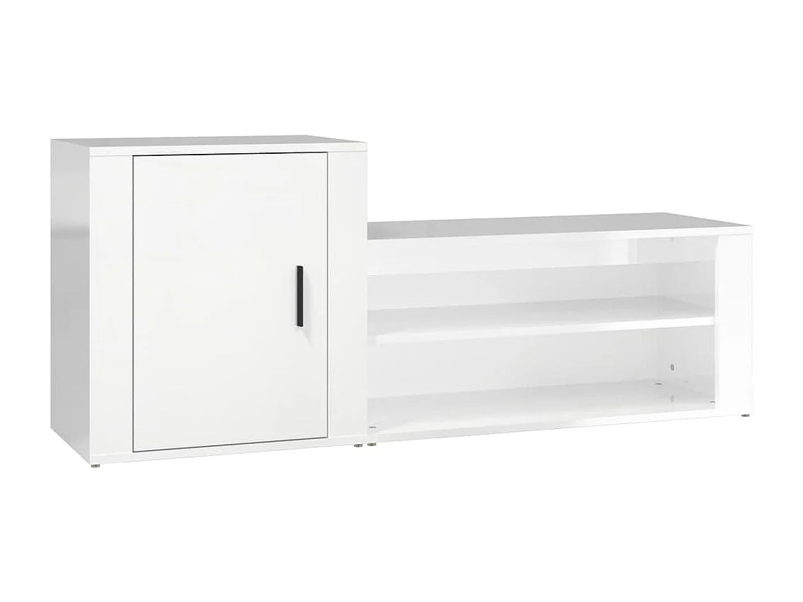 Armoire à chaussure Blanc brillant 130x35x54 cm Bois ingénierie