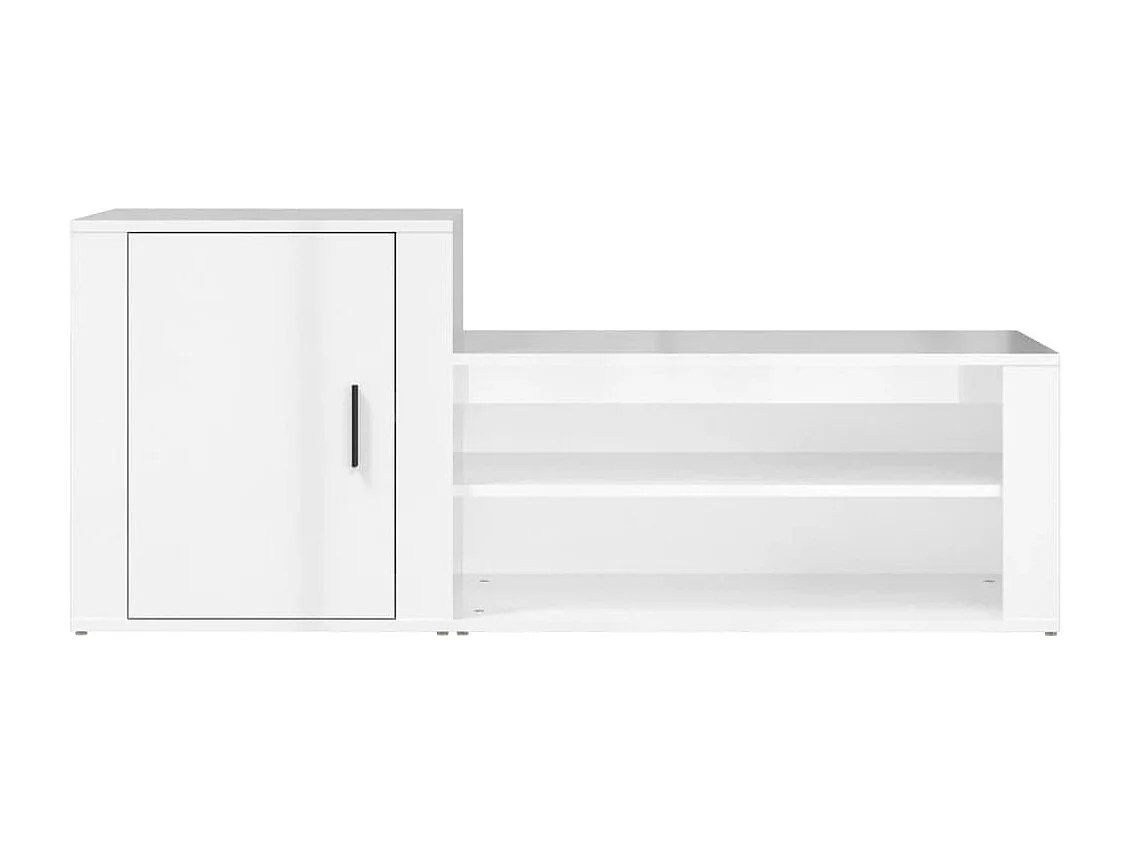 Armoire à chaussure Blanc brillant 130x35x54 cm Bois ingénierie
