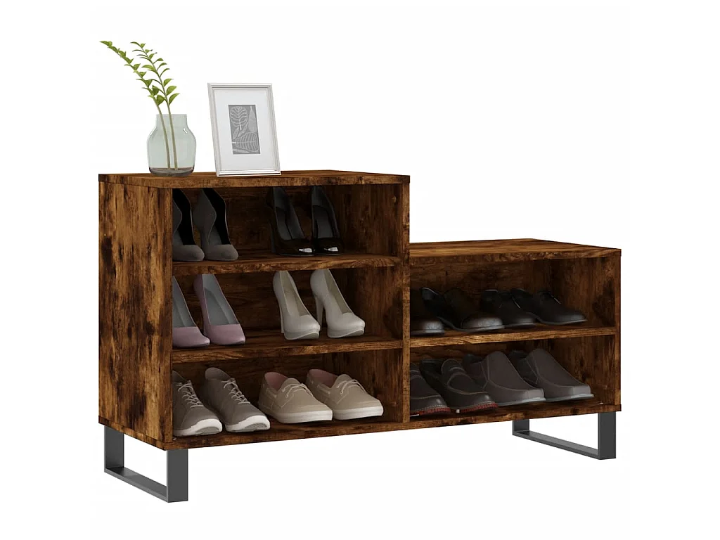Armoire à chaussures Chêne fumé 102x36x60 cm Bois d'ingénierie