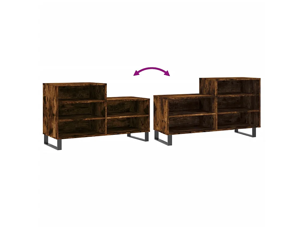 Armoire à chaussures Chêne fumé 102x36x60 cm Bois d'ingénierie