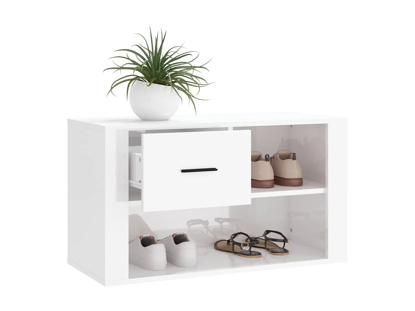 Scarpiera Bianco lucido 80x35x45 cm MDF