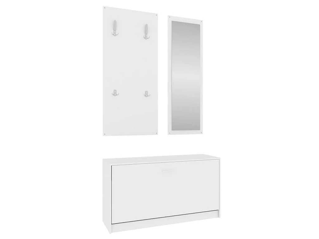 Conjunto de sapateira 3 em 1 madeira projetada branca