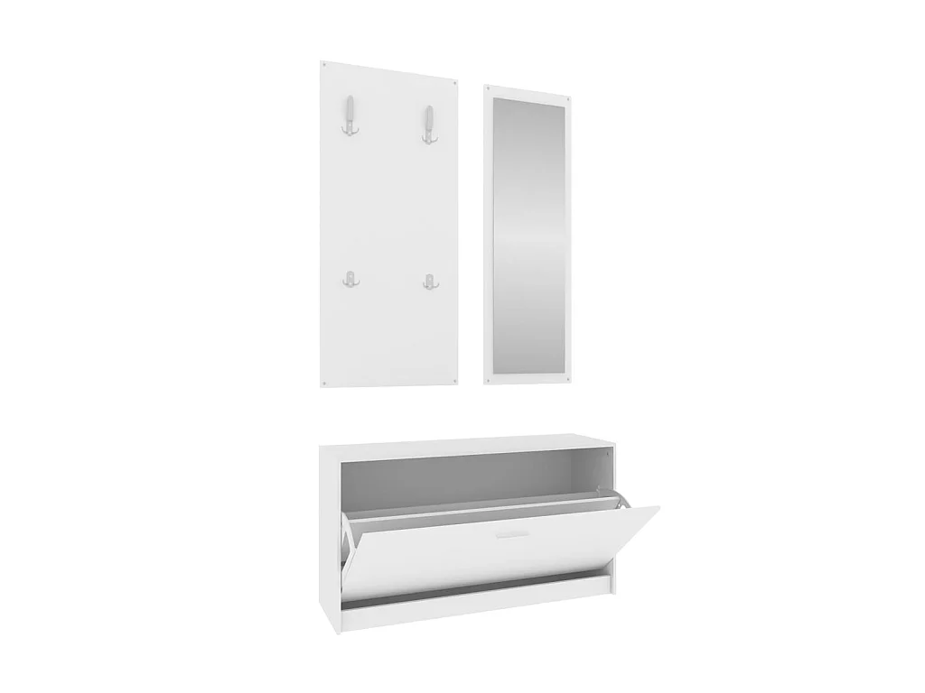 3-in-1 schoenenkastset van wit parket