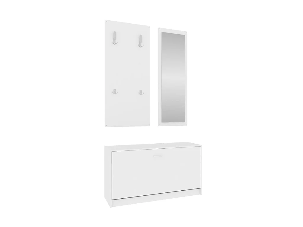 3-in-1 schoenenkastset van wit parket
