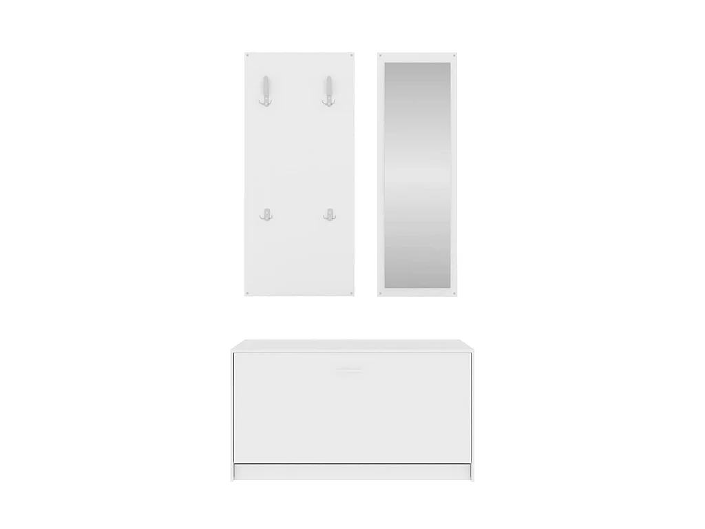 3-in-1 schoenenkastset van wit parket