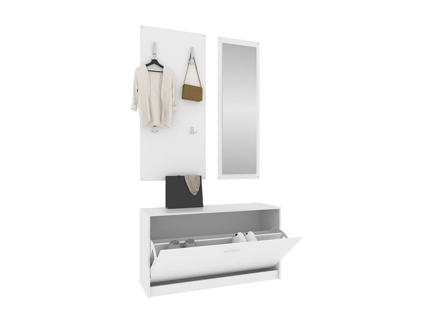 Ensemble d'armoires à chaussures 3-en-1 Blanc Bois d'ingénierie