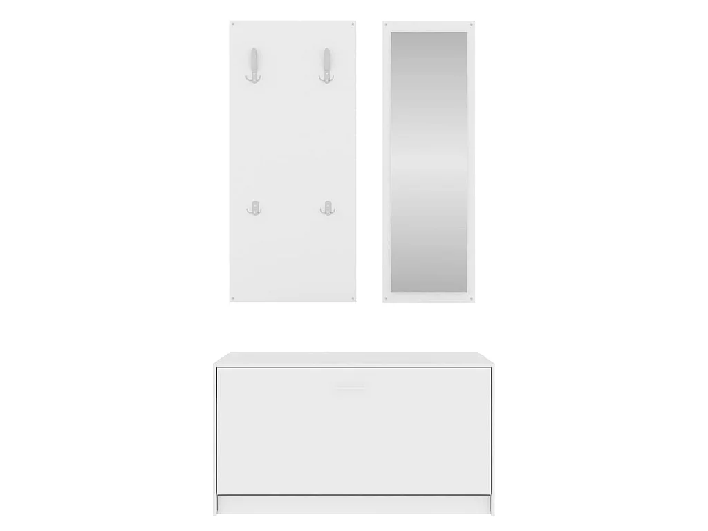 Ensemble d'armoires à chaussures 3-en-1 Blanc Bois d'ingénierie