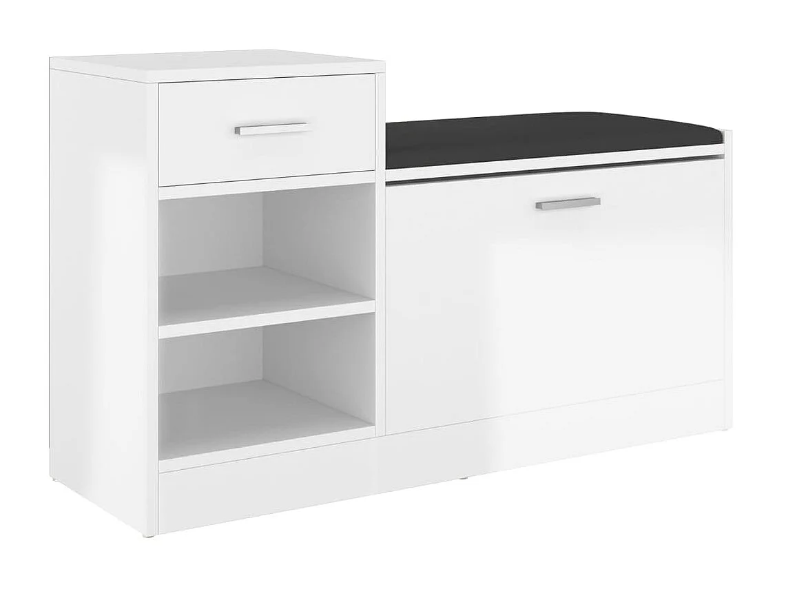 Banc à chaussures Blanc brillant 94,5x31x57 cm Aggloméré