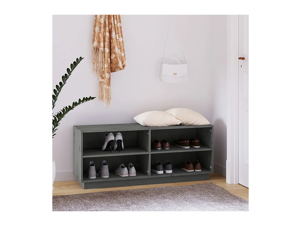 Armoire à chaussures Gris 110x34x45 cm Bois de pin massif
