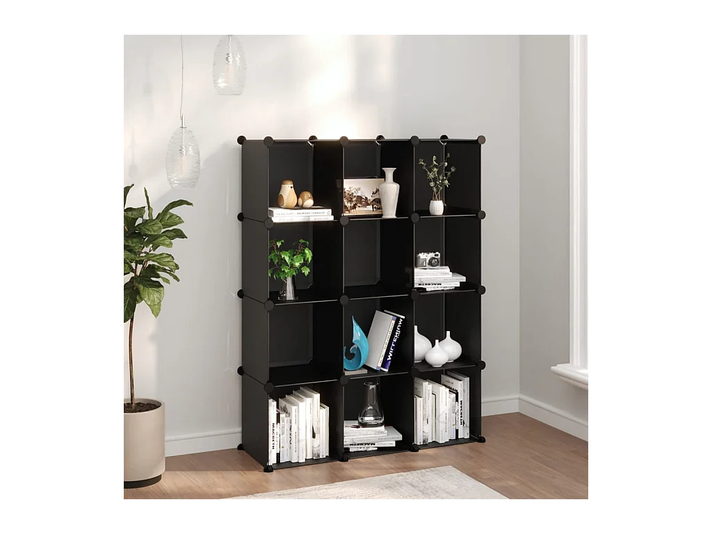 Cubes de rangement 12 pcs Noir PP
