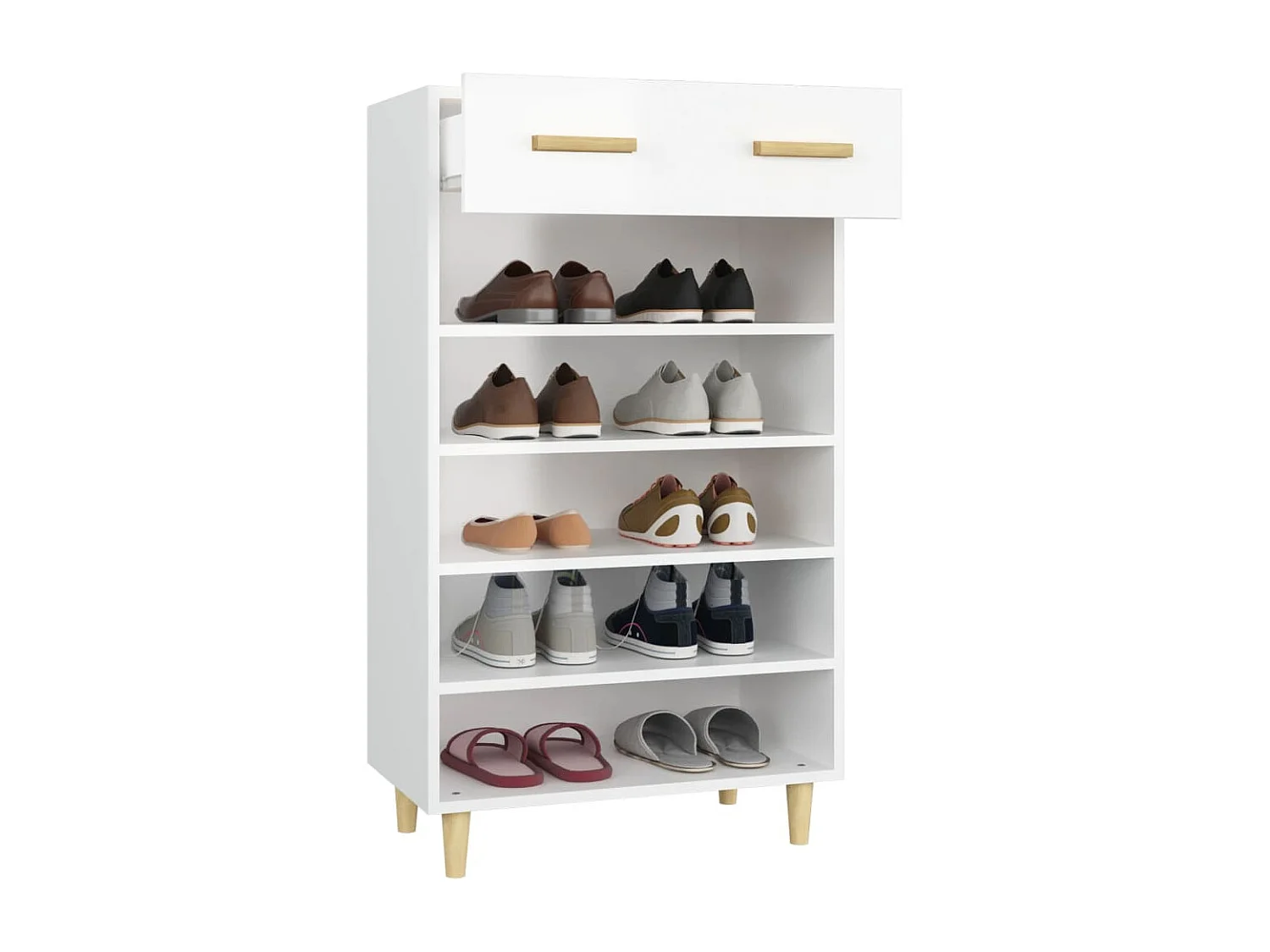 Armoire à chaussure Blanc brillant 60x35x105 cm Bois ingénierie