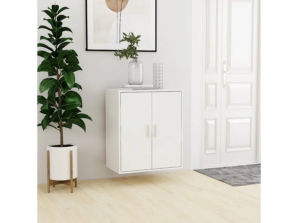 Schoenenkast Glanzend wit 60x35x70 cm Spaanplaat