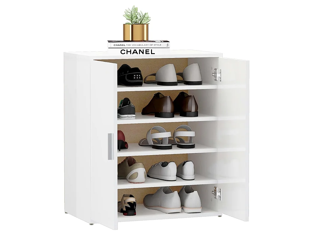 Schoenenkast Glanzend wit 60x35x70 cm Spaanplaat