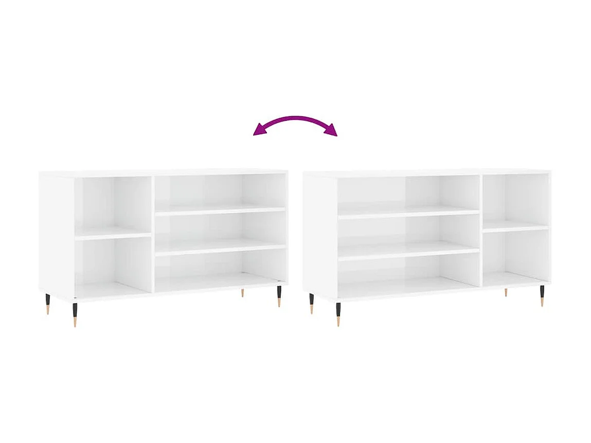 Scarpiera Bianco lucido 102x36x60 cm MDF