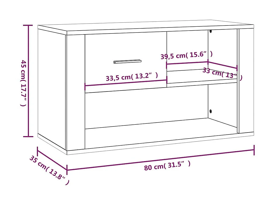 Armoire à chaussures Chêne fumé 80x35x45 cm Bois d'ingénierie