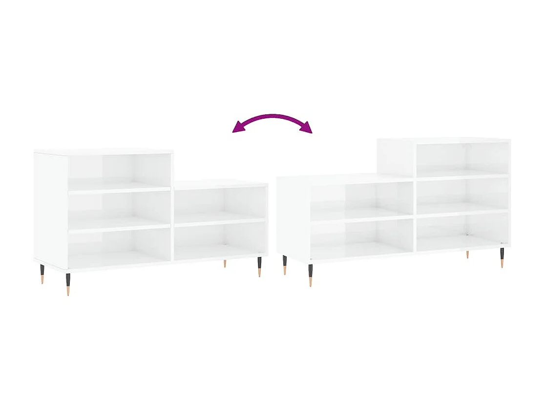 Scarpiera Bianco lucido 102x36x60 cm MDF