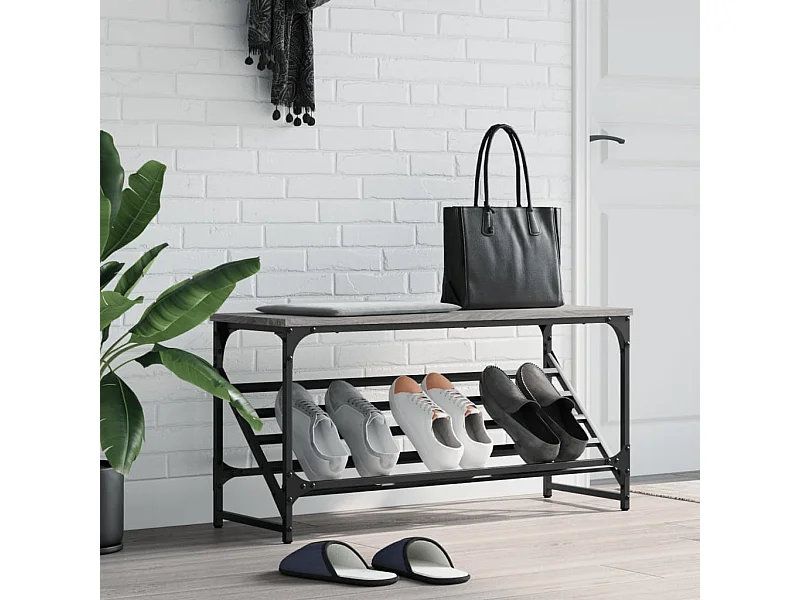 sapateira sonoma cinza 90x30x45 cm madeira trabalhada