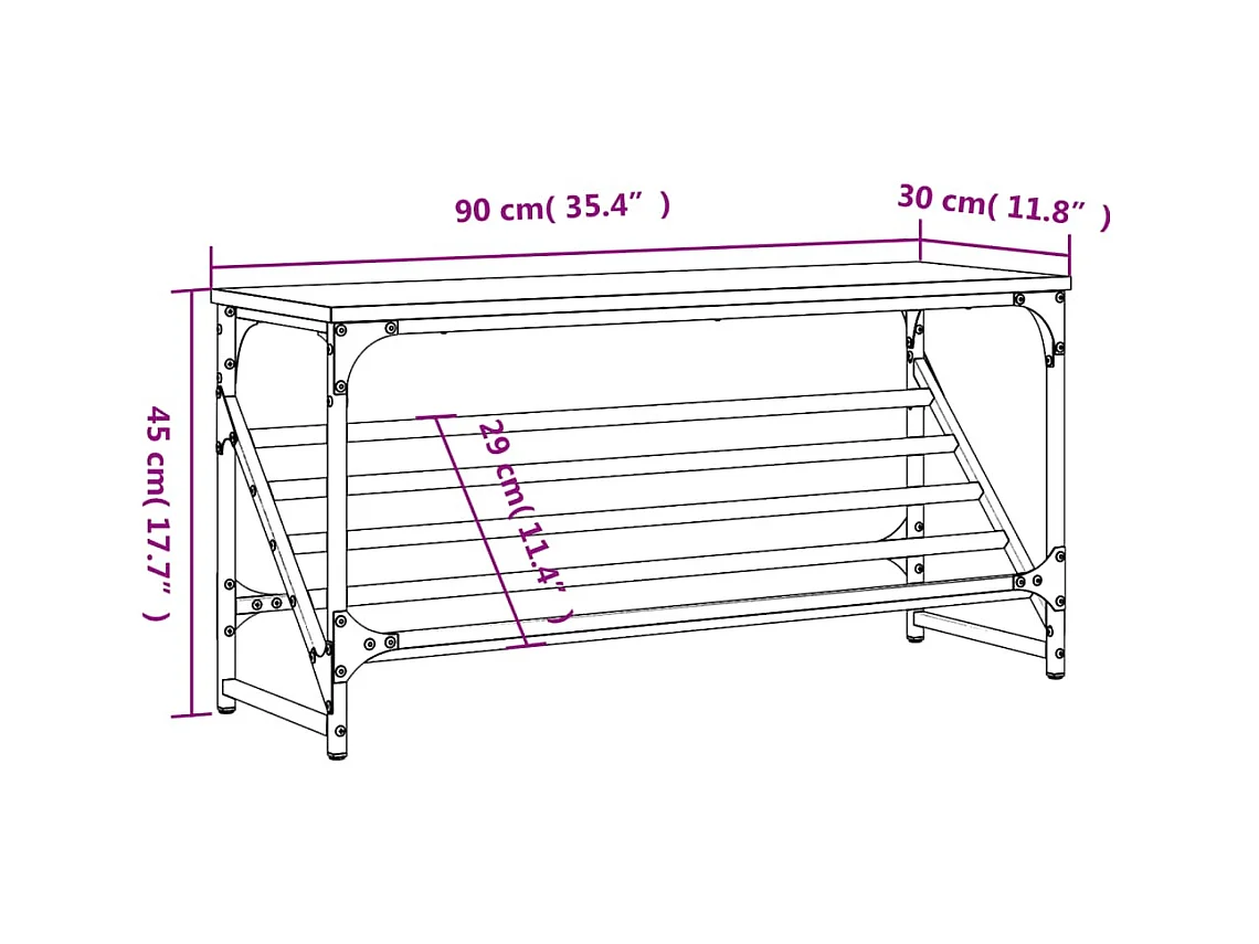 schoenenrek sonoma grijs 90x30x45 cm samengesteld hout