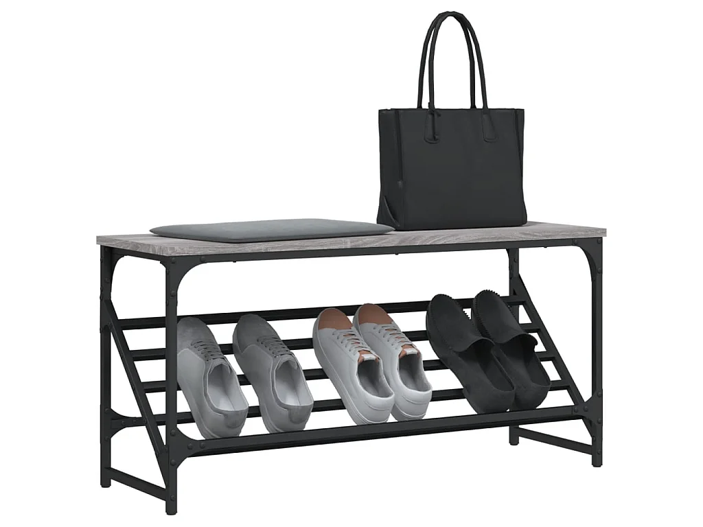 étagère à chaussures sonoma gris 90x30x45 cm bois d'ingénierie