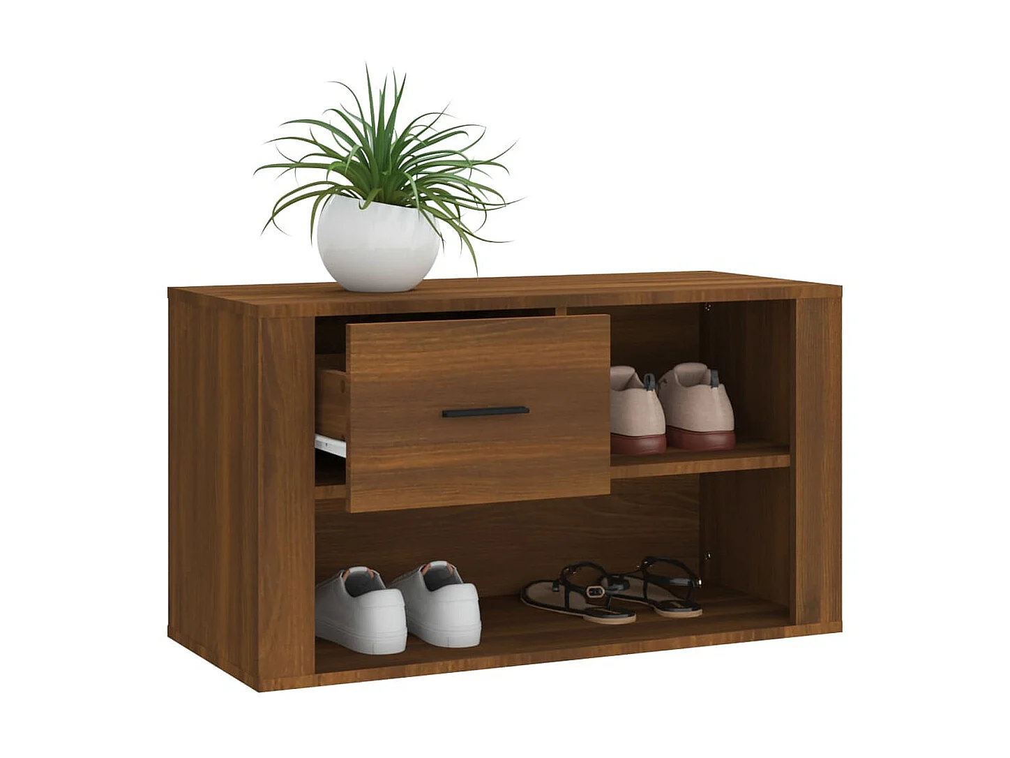 Schoenenkast Bruin eiken 80x35x45 cm Bewerkt hout