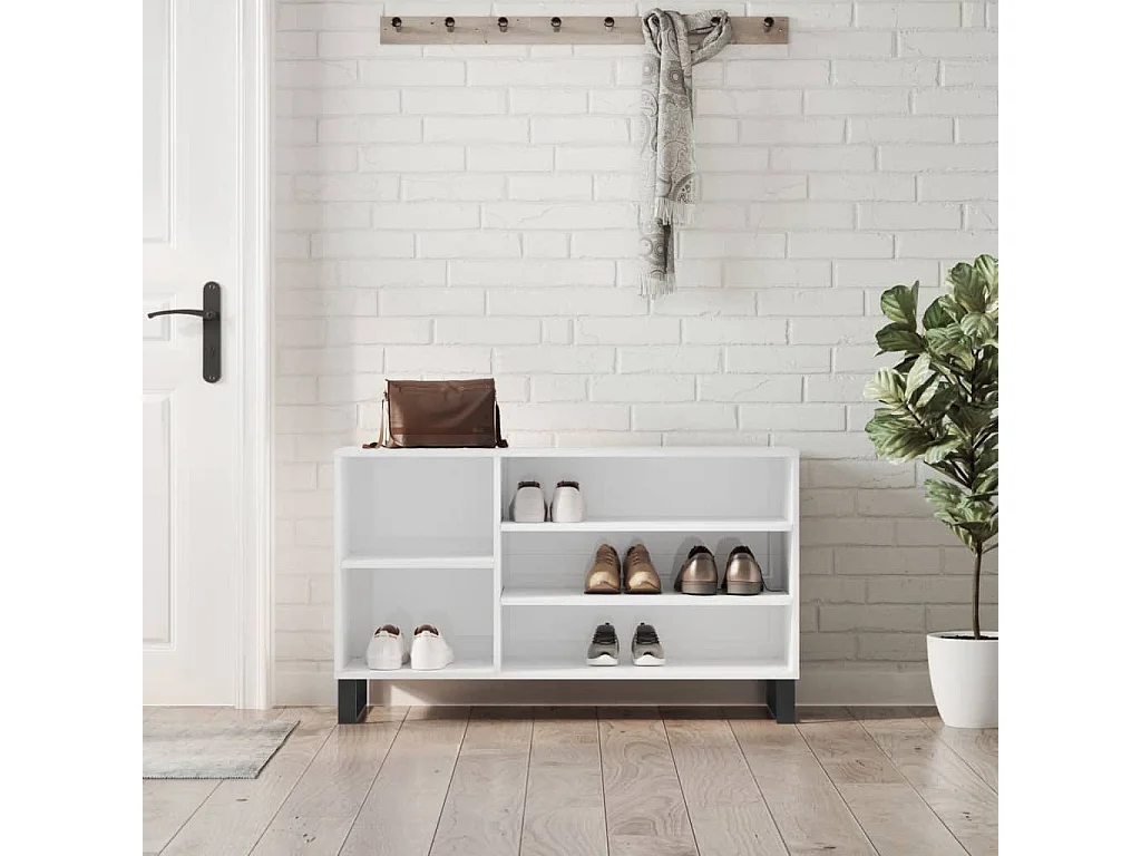 Armoire à chaussure Blanc brillant 102x36x60 cm Bois ingénierie