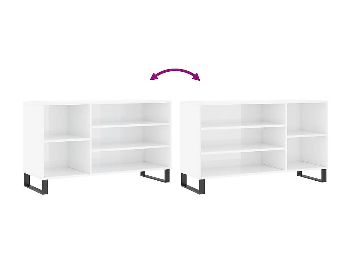 Armoire à chaussure Blanc brillant 102x36x60 cm Bois ingénierie