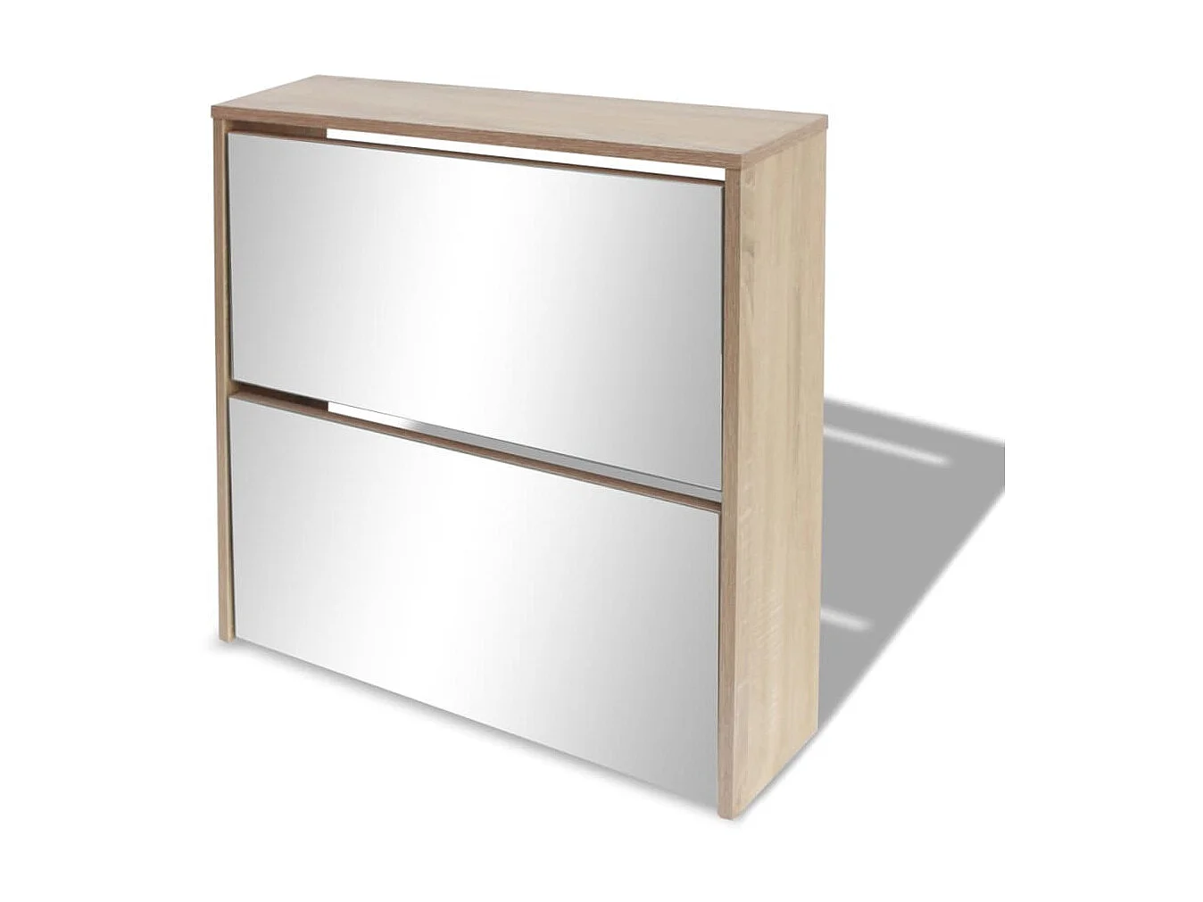 Sapateira de 2 níveis com espelho 63 x 17 x 67 cm Carvalho