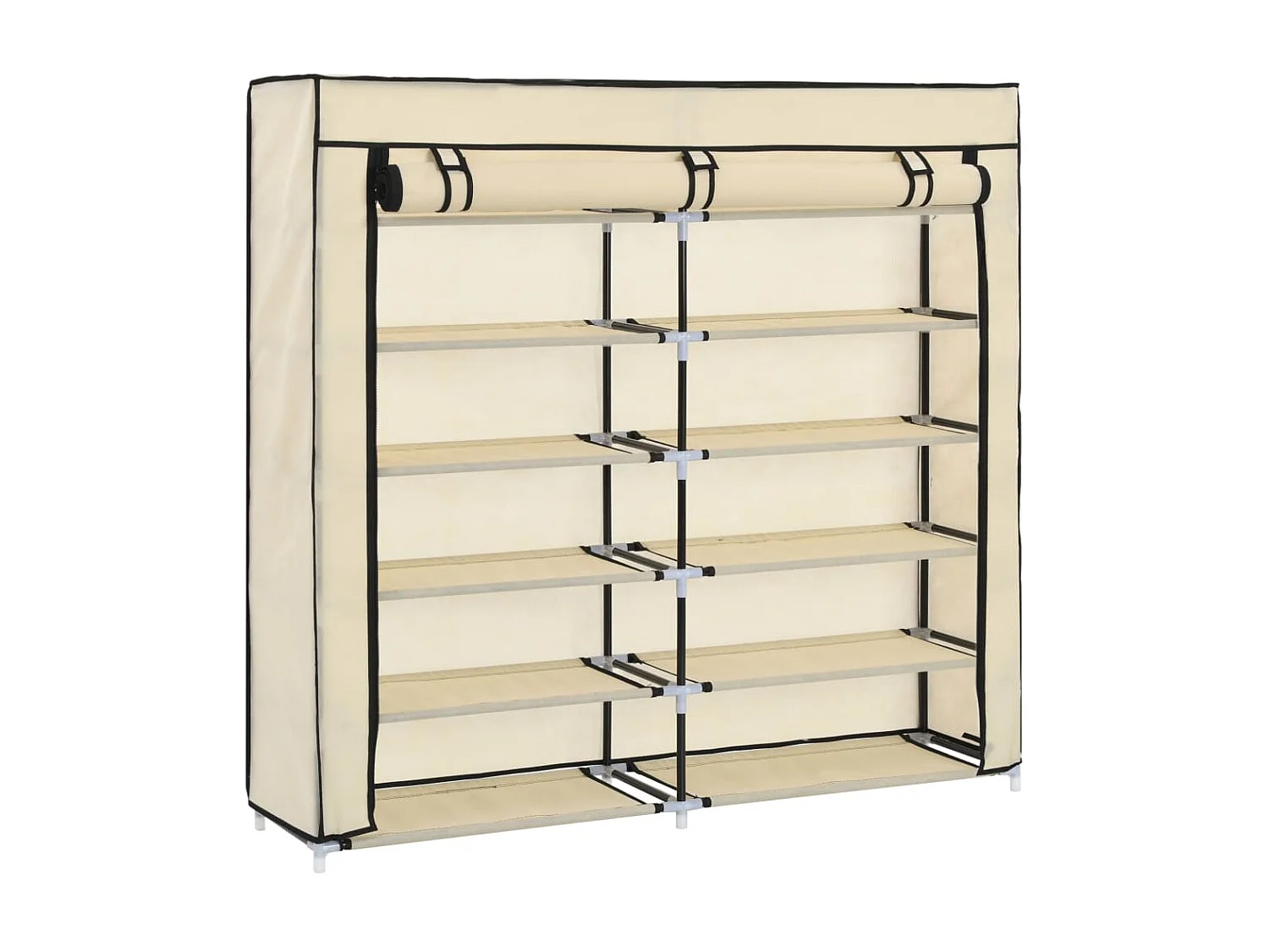 Schoenenkast met beige hoes 115x28x110 cm Stof