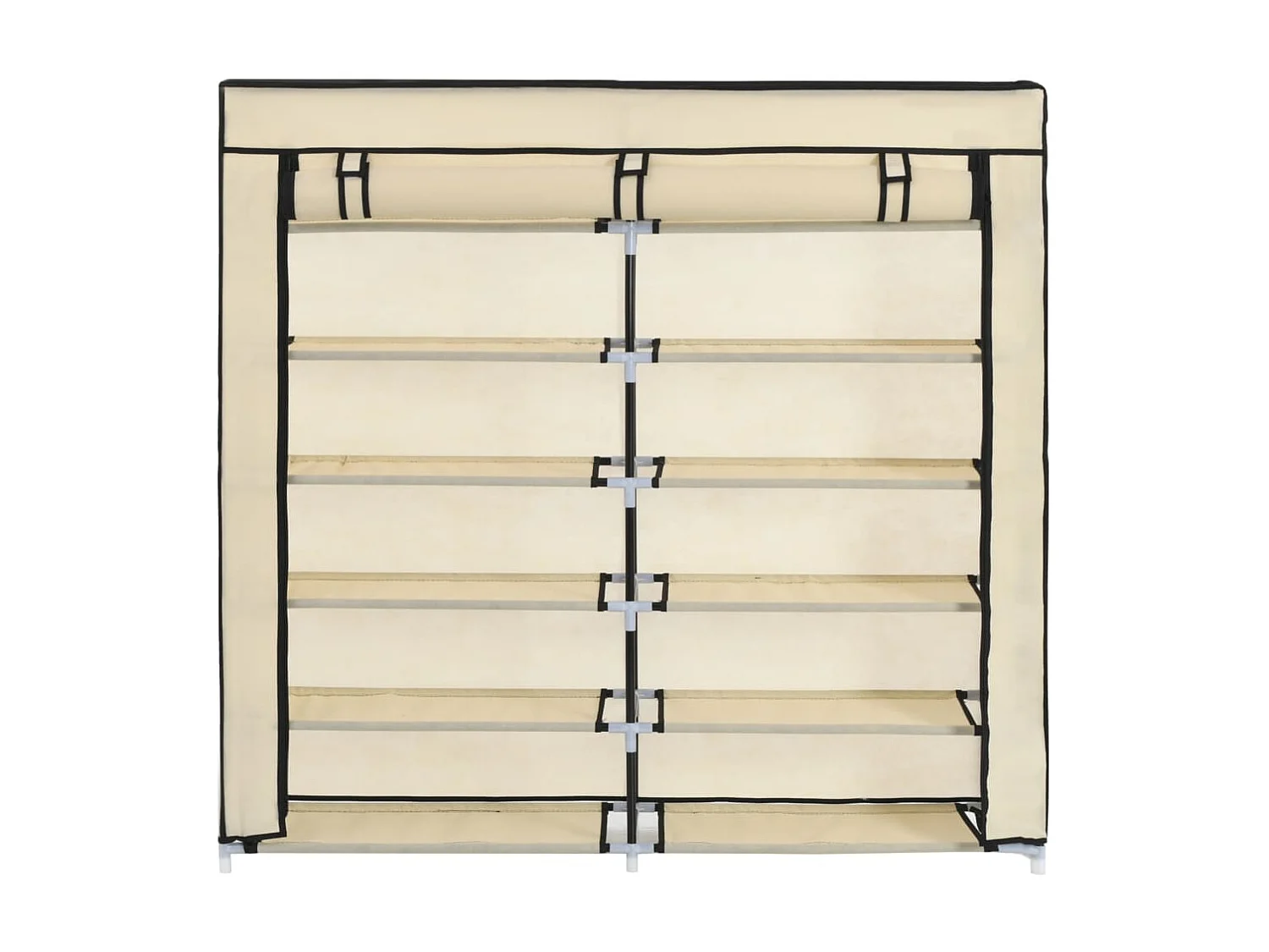 Schoenenkast met beige hoes 115x28x110 cm Stof