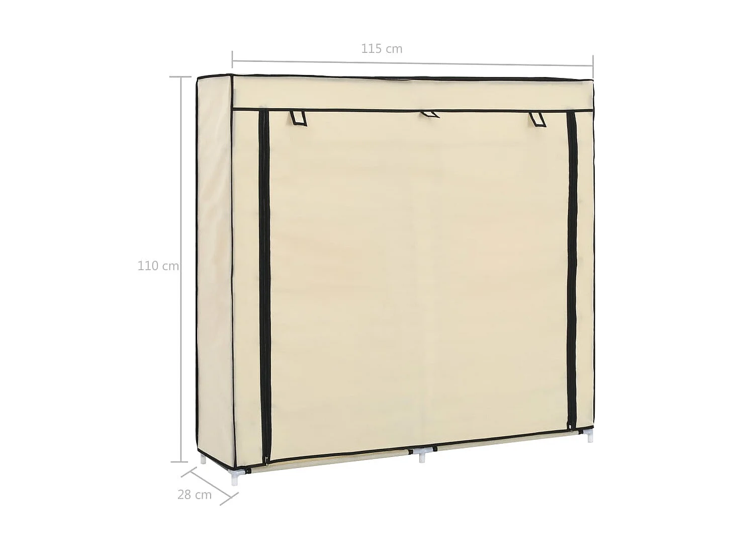 Schoenenkast met beige hoes 115x28x110 cm Stof