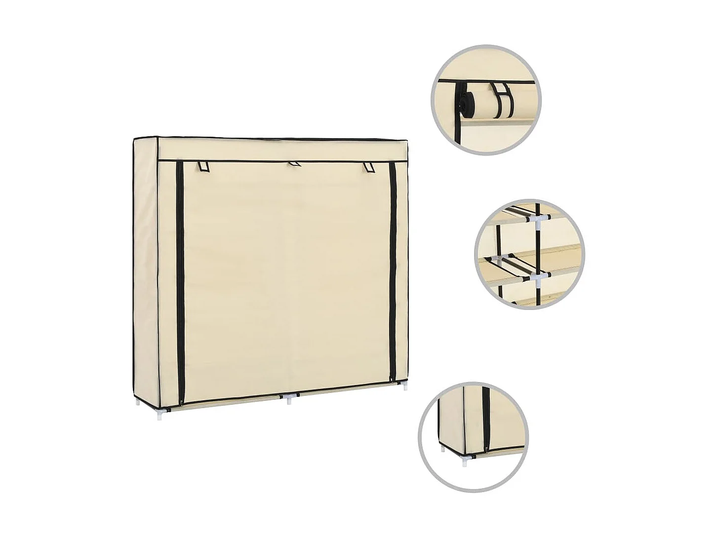 Schoenenkast met beige hoes 115x28x110 cm Stof