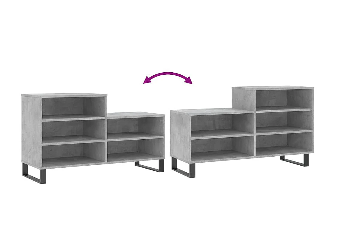 Armoire à chaussures Gris béton 102x36x60 cm Bois d'ingénierie