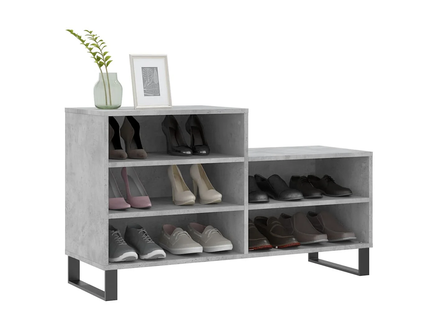 Schoenenkast Betongrijs 102x36x60 cm Bewerkt hout