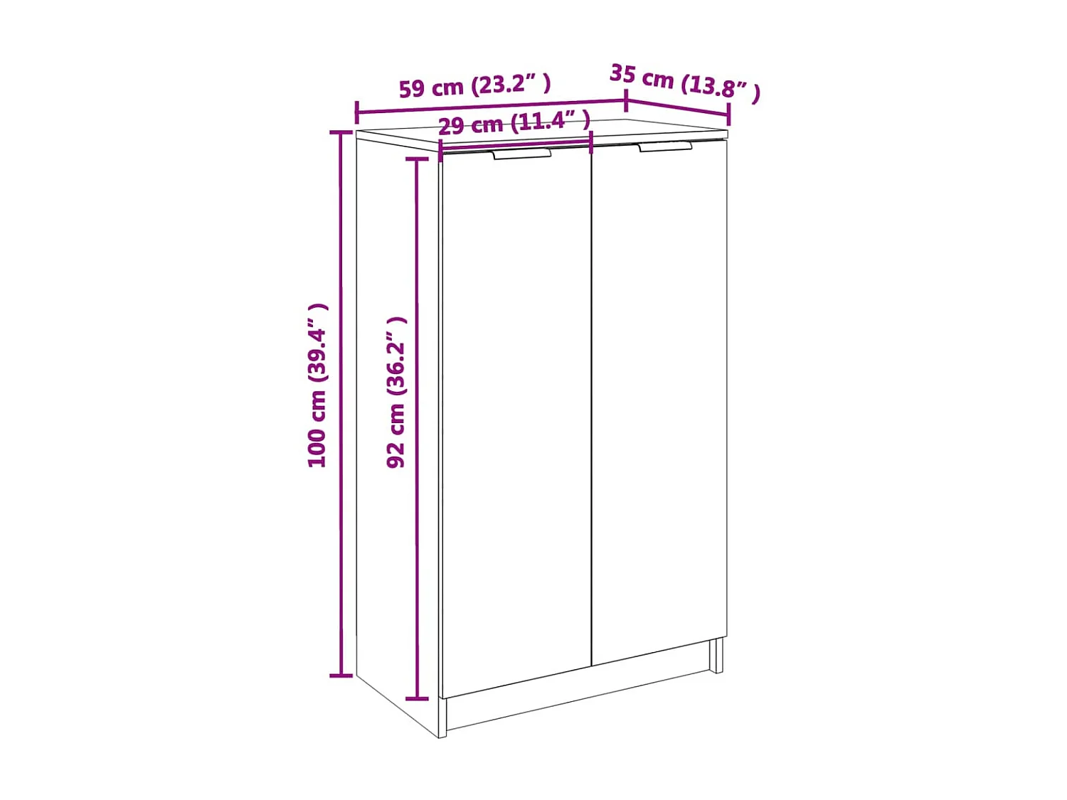 Schoenenkast zwart 59x35x100 cm samengesteld hout