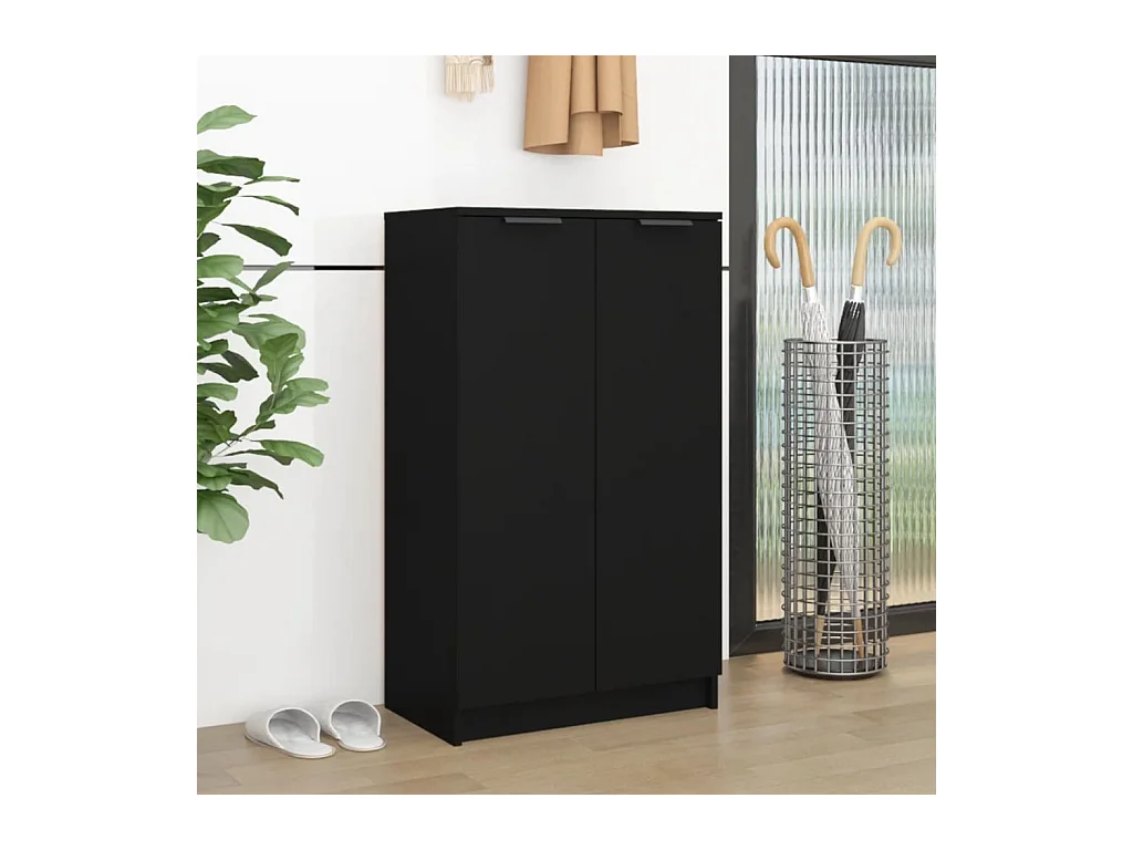 Armoire à chaussures noir 59x35x100 cm bois d'ingénierie