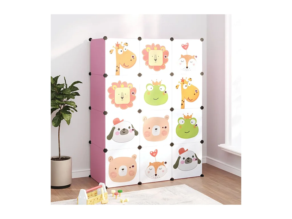 Armoire de rangement pour enfants avec 12 cubes Rose PP