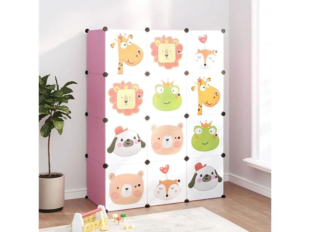 Armoire de rangement pour enfants avec 12 cubes Rose PP