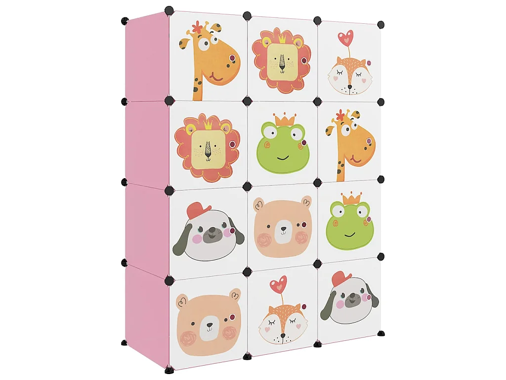 Armoire de rangement pour enfants avec 12 cubes Rose PP