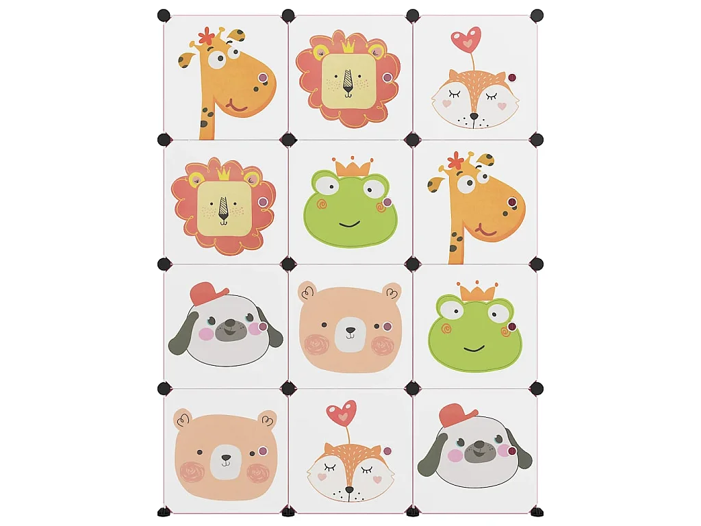 Armoire de rangement pour enfants avec 12 cubes Rose PP