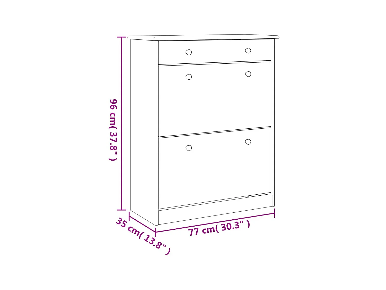 Armoire à chaussures ALTA 77x35x96 cm bois massif de pin