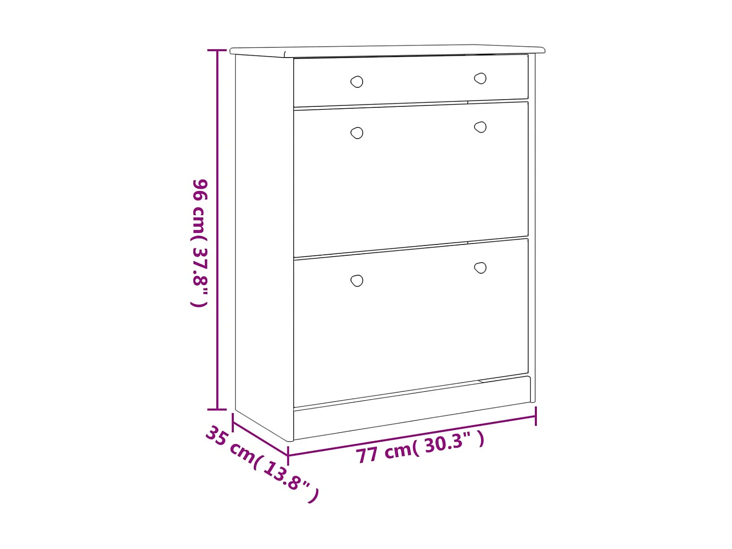 Armoire à chaussures ALTA 77x35x96 cm bois massif de pin