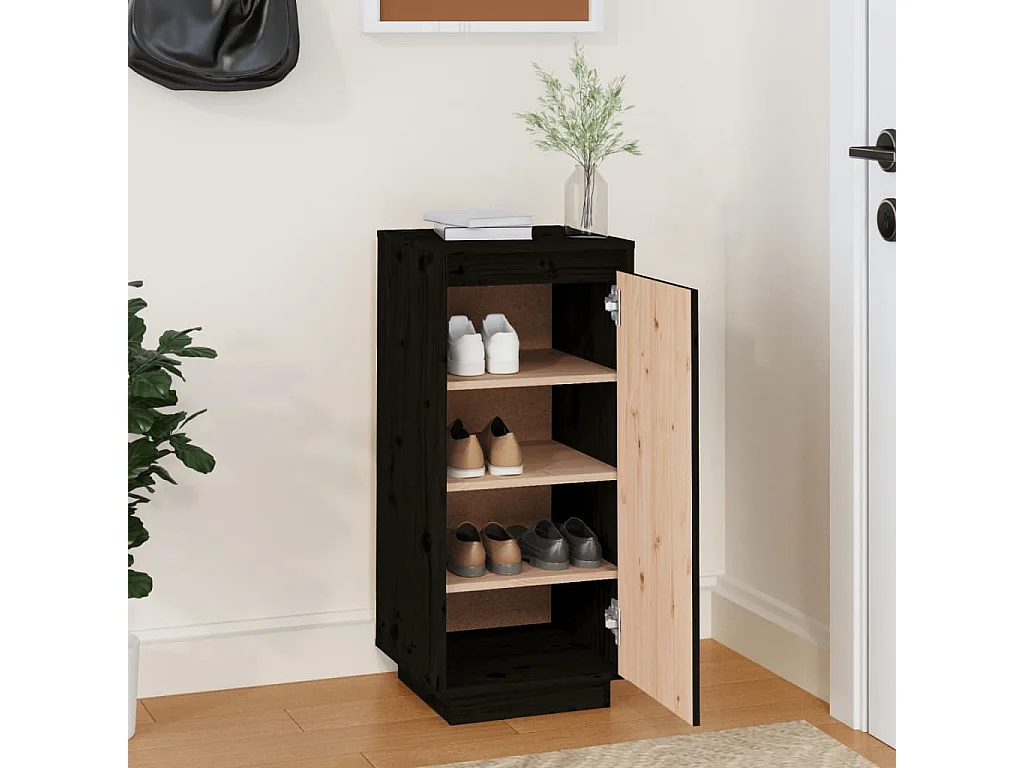 Armoire à chaussures Noir 35x35x80 cm Bois de pin massif