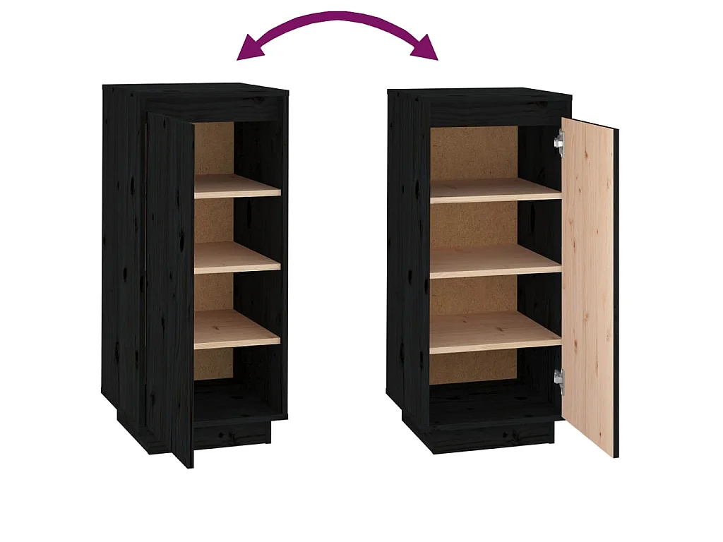 Armoire à chaussures Noir 35x35x80 cm Bois de pin massif