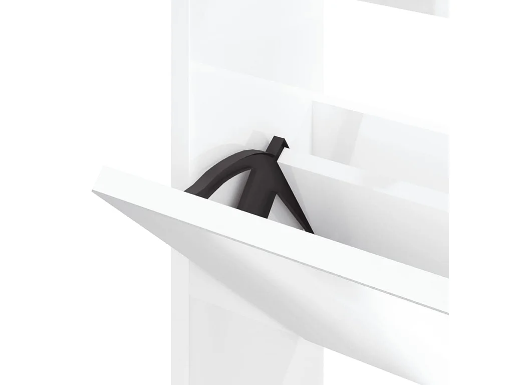 Sapateira espelhada 3 níveis Branco brilhante 63x17x102,5cm