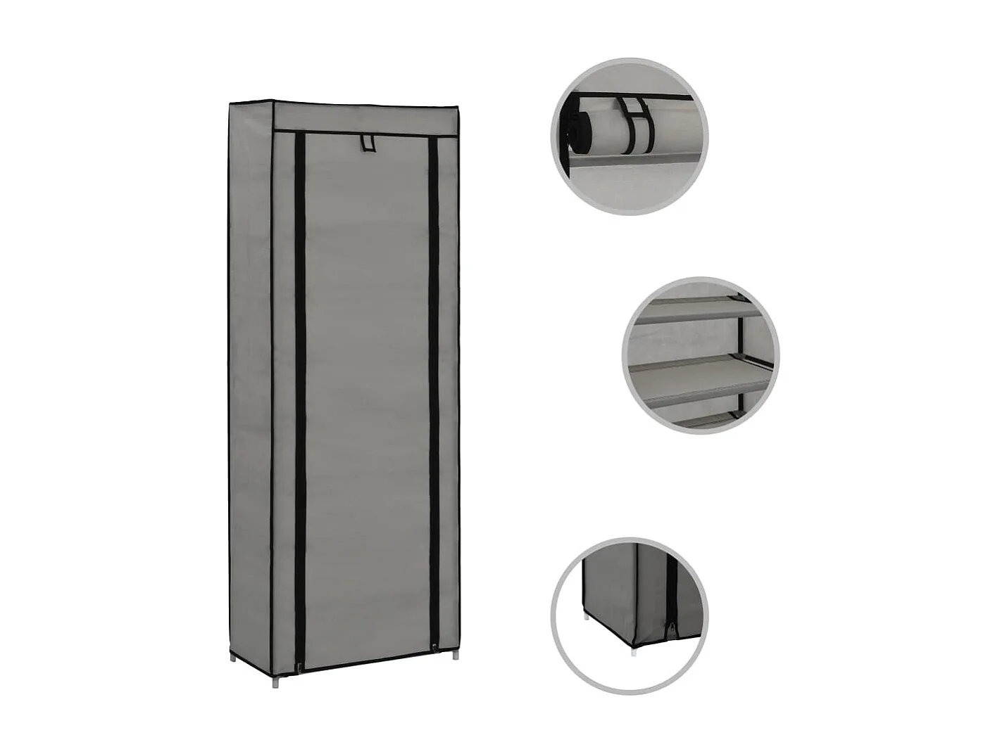 Armoire à chaussures avec housse Gris 57x29x162 cm Tissu