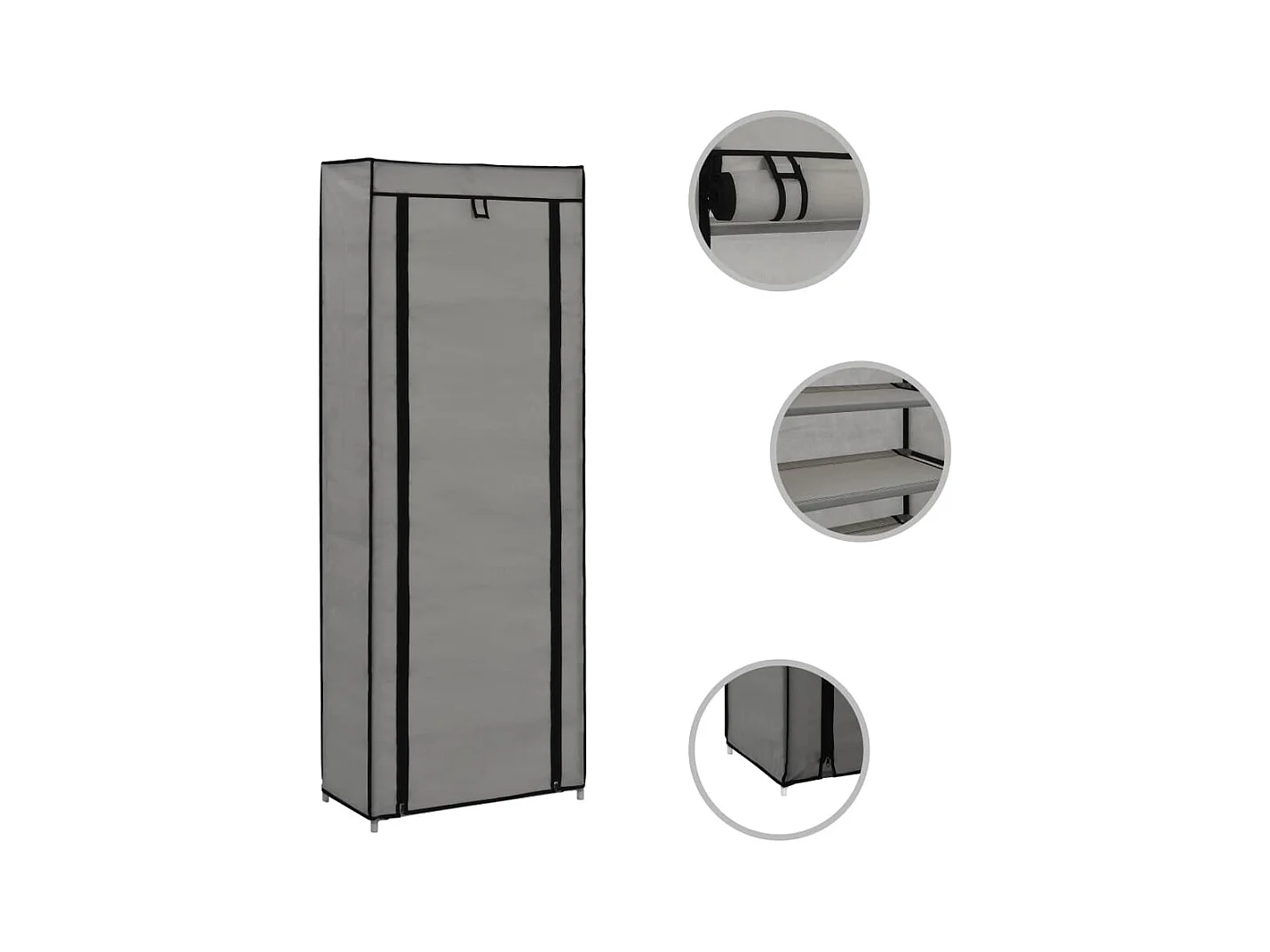 Schoenenkast met hoes Grijs 57x29x162 cm Stof