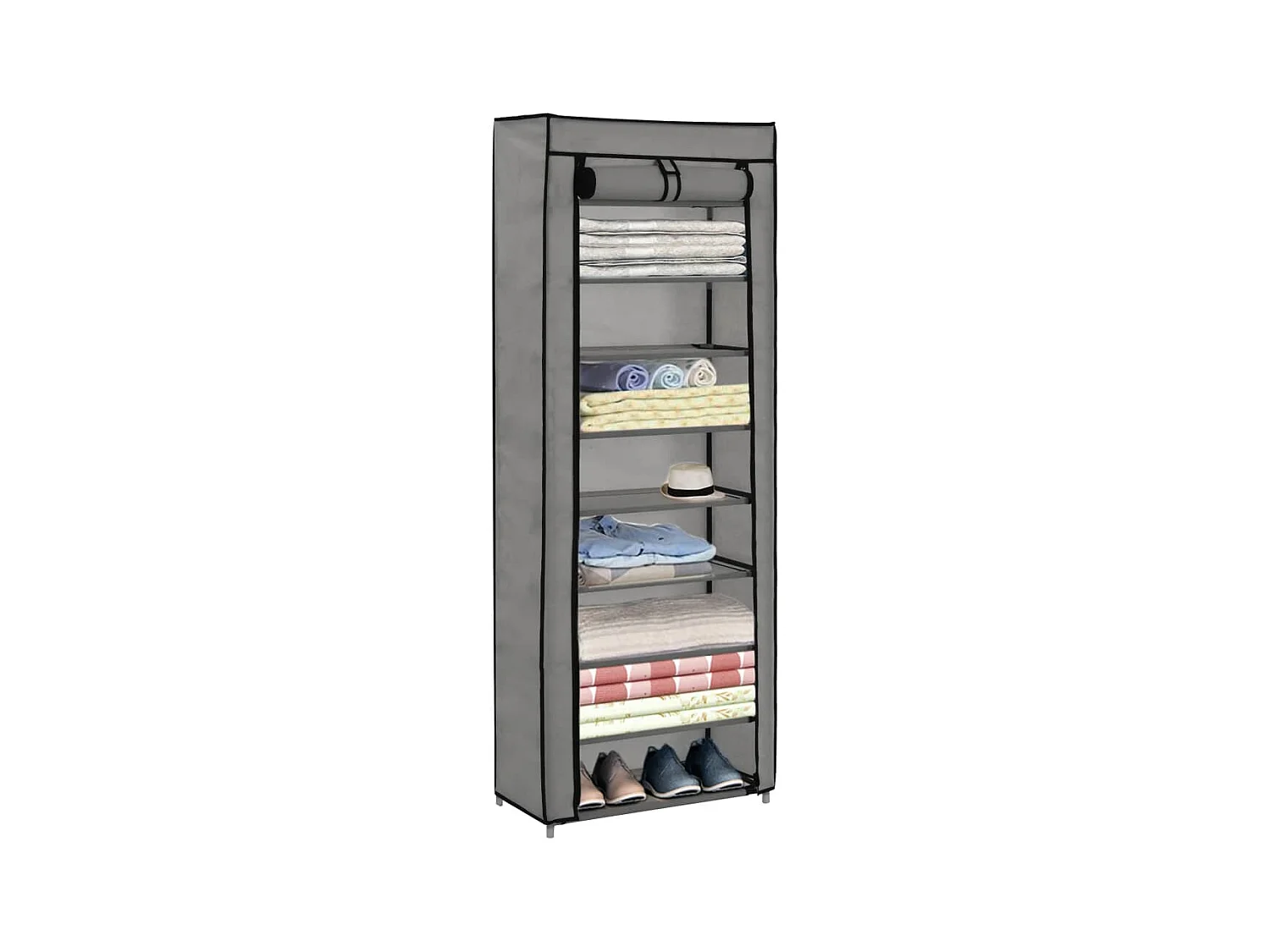 Schoenenkast met hoes Grijs 57x29x162 cm Stof